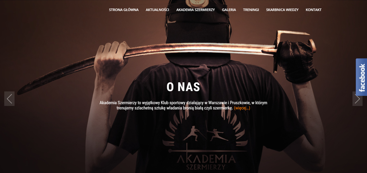 screenshot strony Akademii Szermierzy