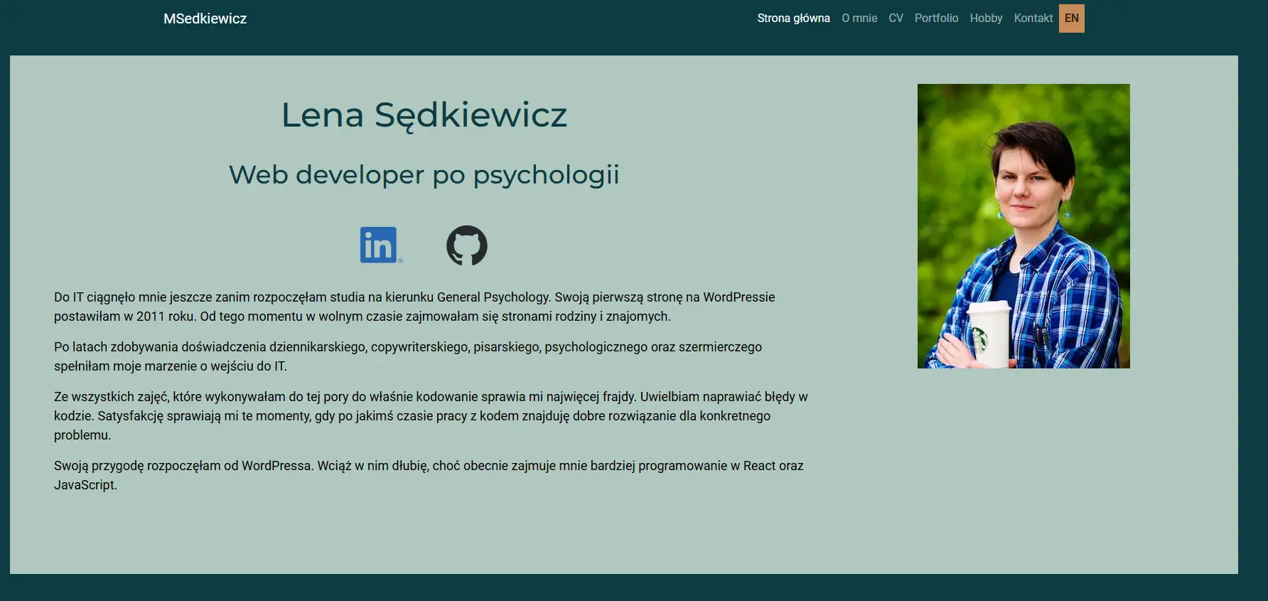screenshot of personal site
