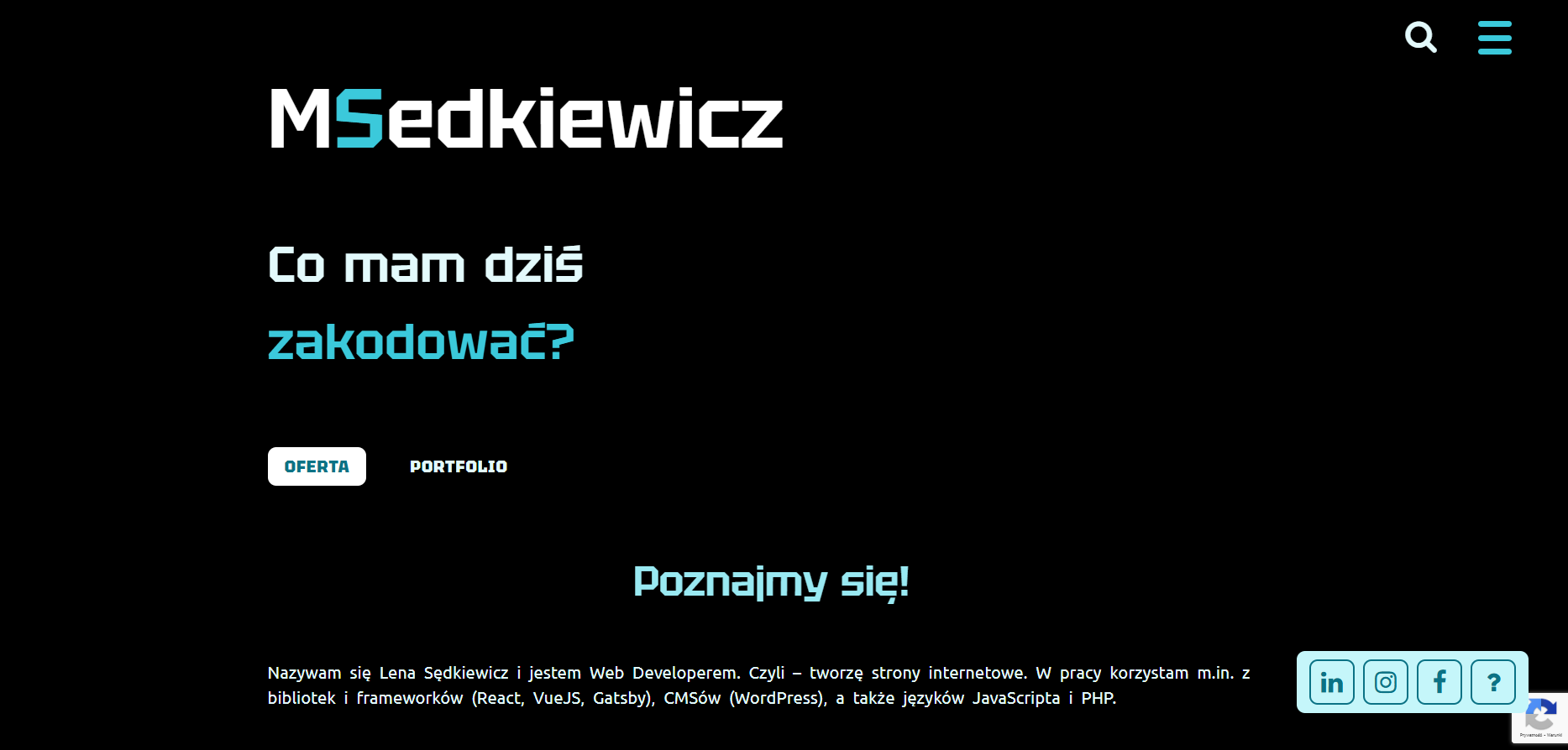 screenshot mojej strony w języku polskim