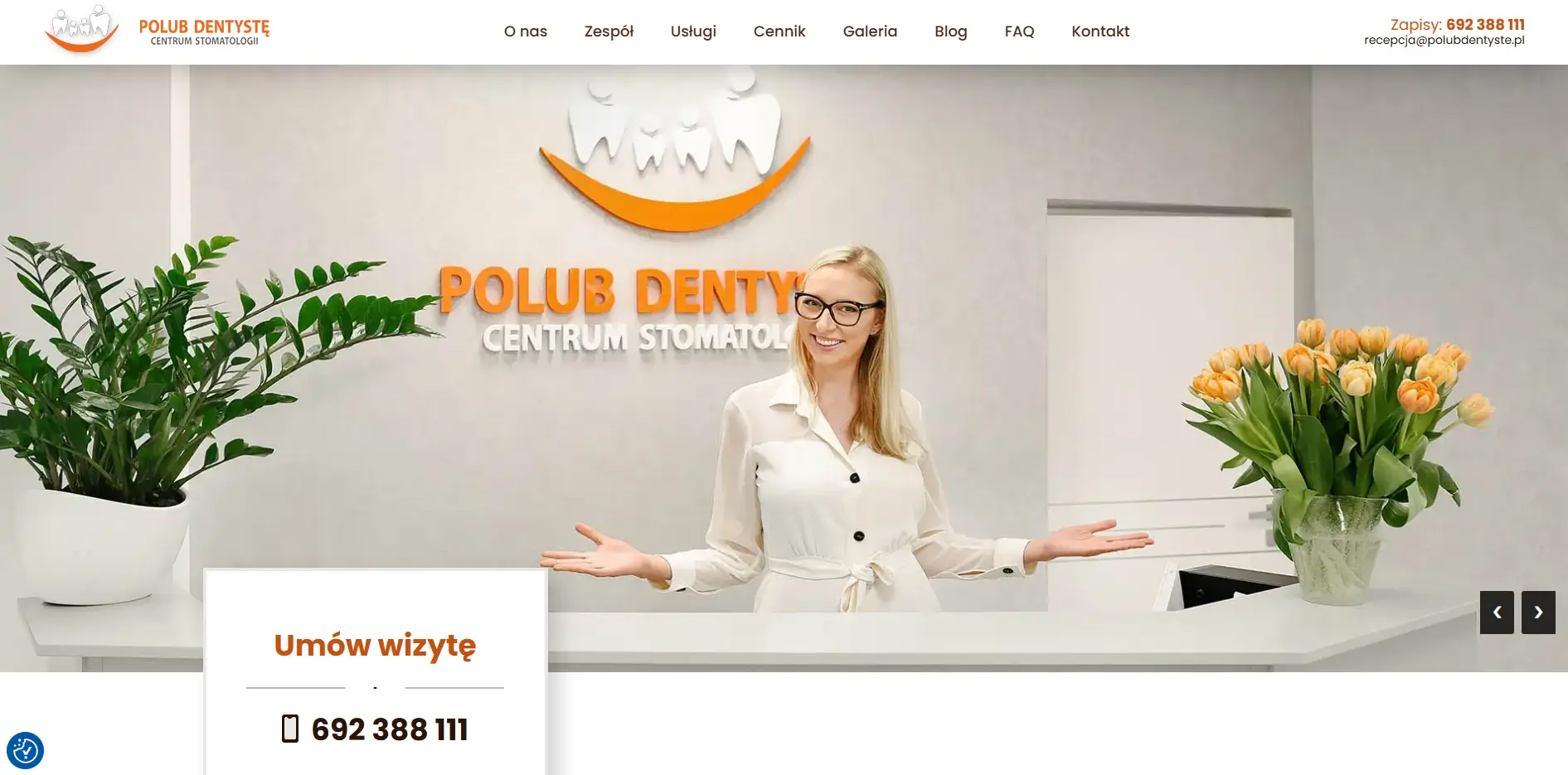 screenshot strony gabinetu stomatologicznego