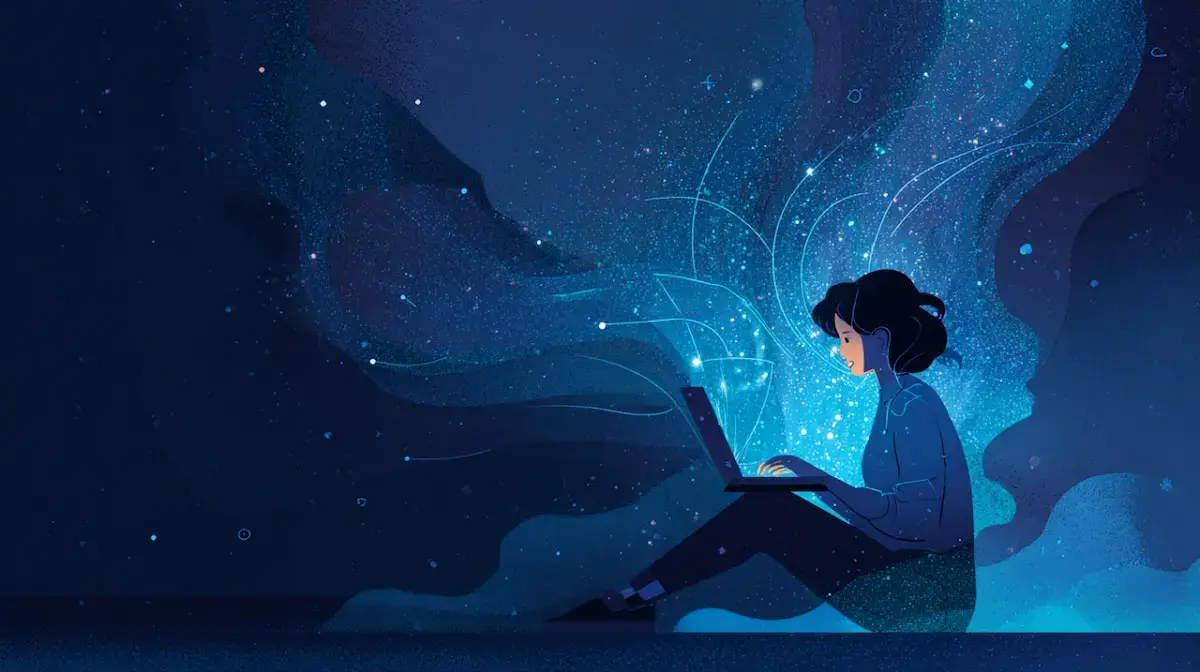 Hacker girl with laptop learning